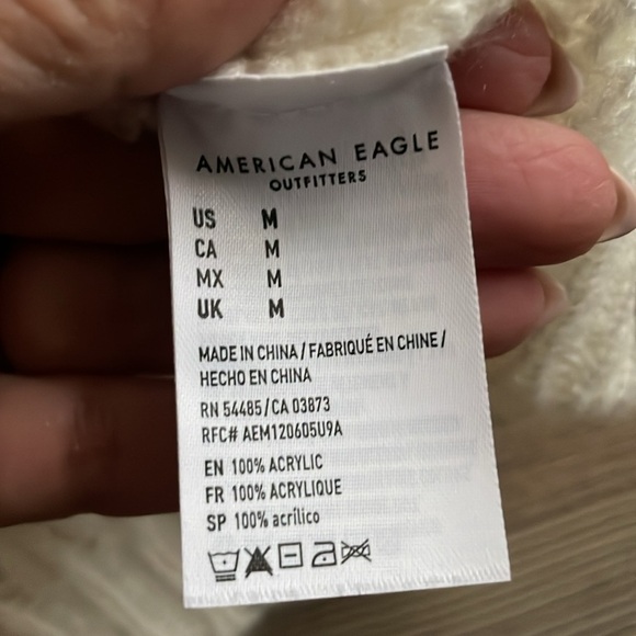 American Eagle Jegging Fit Womens V-Neck open Knit Sweater Cream Size M NWOT - Picture 6 of 11